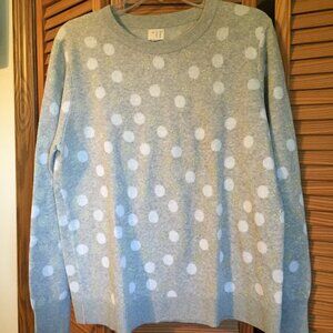 Gray white and metallic sweater
